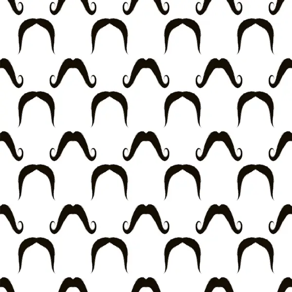 Czarne Owłosione Wąsy Sylwetki Wzór Białym Tle — Zdjęcie stockowe