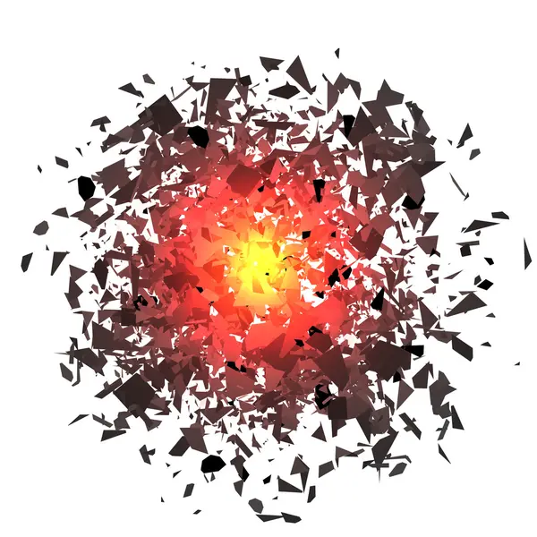 Explosion Cloud Grey Pieces White Background Sharp Particles Randomly Fly — Stock Photo, Image