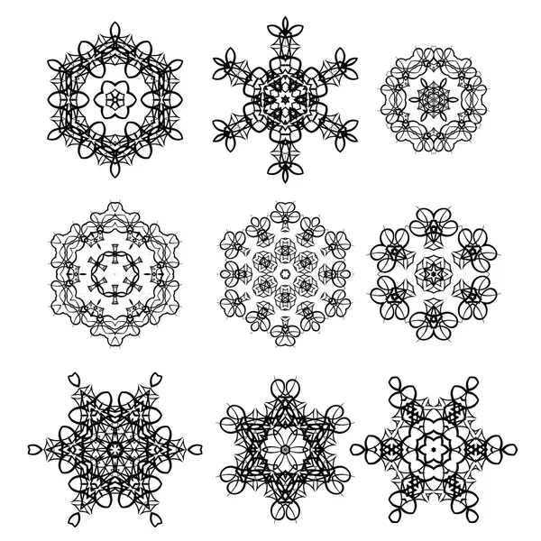 Ronde Geometrische Ornamenten Instellen Geïsoleerd Witte Achtergrond — Stockfoto
