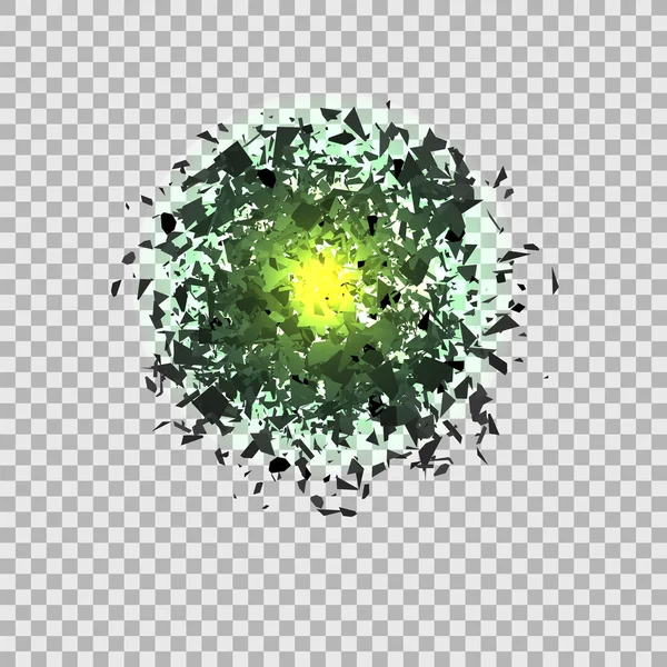 Nuage vert explosif de morceaux gris — Image vectorielle