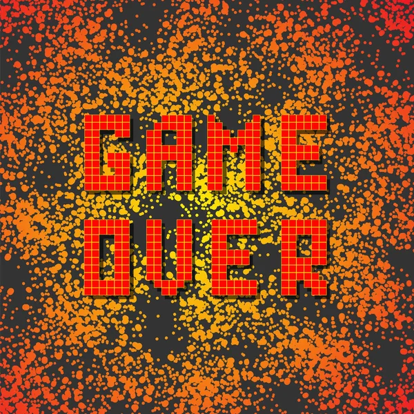 Rtro Game Over Sign with Red Drops on Dark Background 공식 웹 사이트. 게임 컨셉트. 비디오 게임 화면 — 스톡 벡터