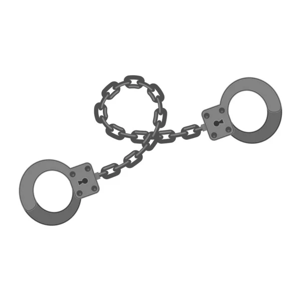 Grey Metal Handcuffs Isolated on White Background — Stock Vector