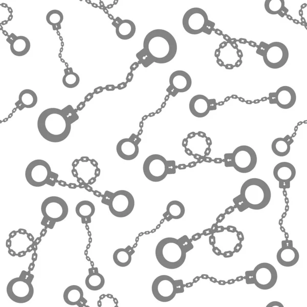 Grey Metal Handcuffs Seamless Pattern Isolated on White Background — Stock Photo, Image