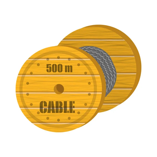 Koaxial digital kabel med träspole isolerad på vit bakgrund — Stock vektor