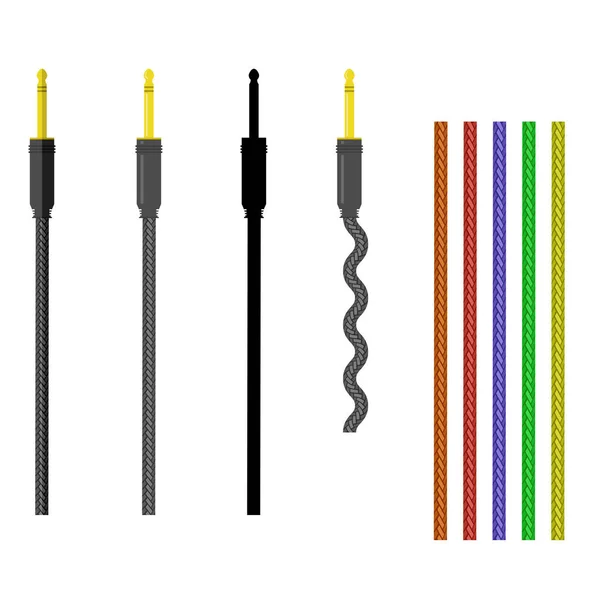 Set of Different Audio Cable Elszigetelt fehér háttér — Stock Fotó