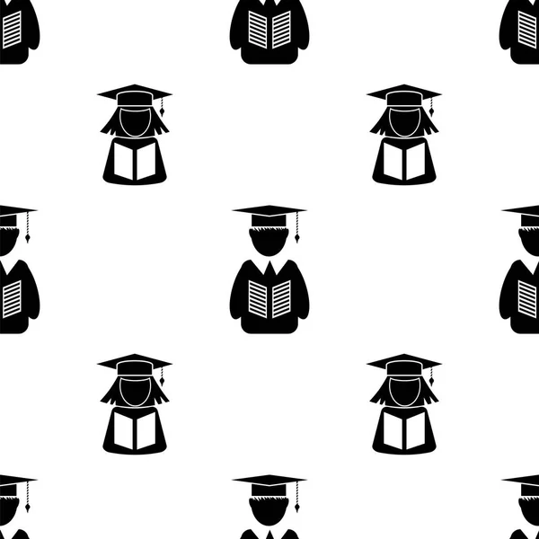 Student Icon Seamless Pattern Isolated on White Background — Stock Vector