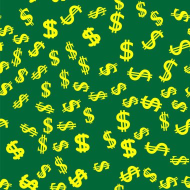 Dolar Simgesi Kusursuz Desen Yeşil Arkaplanda İzole Edildi