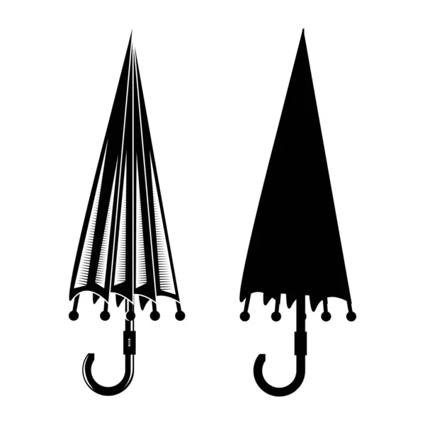 Αρσενικό κλειστό μαύρο σετ εικόνων ομπρέλας. Προστασία Accessory Σύμβολο Απομονωμένο σε λευκό φόντο — Διανυσματικό Αρχείο