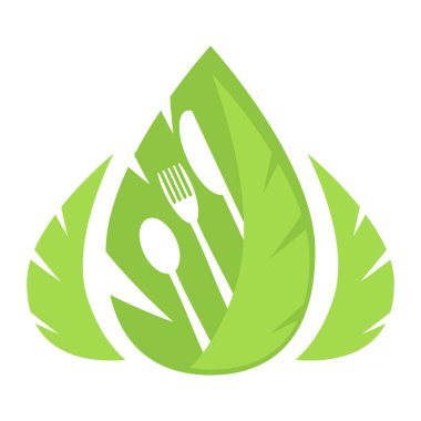 Cafe için Raster Food Icon. Çatal Kaşık Bıçak Logosu Tasarımı Beyaz Arkaplanda İzole Edildi