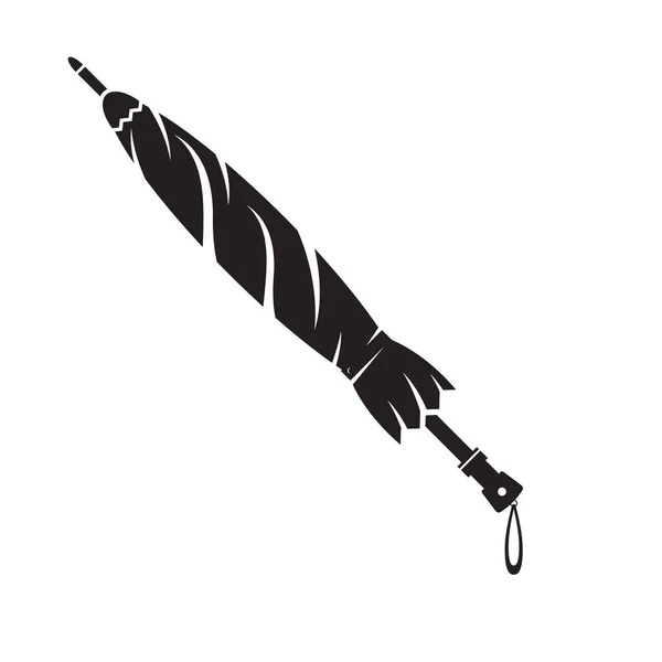 Conjunto de iconos de paraguas negro cerrado masculino. Símbolo accesorio de protección aislado sobre fondo blanco — Vector de stock