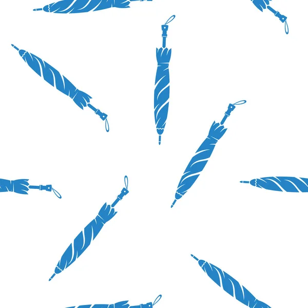 Mužský uzavřený modrý deštník sada ikon. Ochrana příslušenství bezešvé vzor izolovaný na bílém pozadí — Stockový vektor