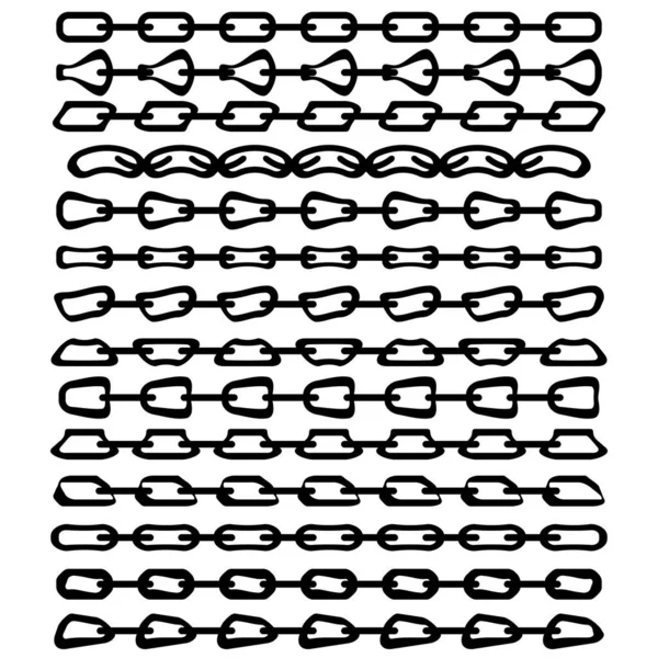 Set de diferite rame de lanț izolate pe fundal alb — Vector de stoc