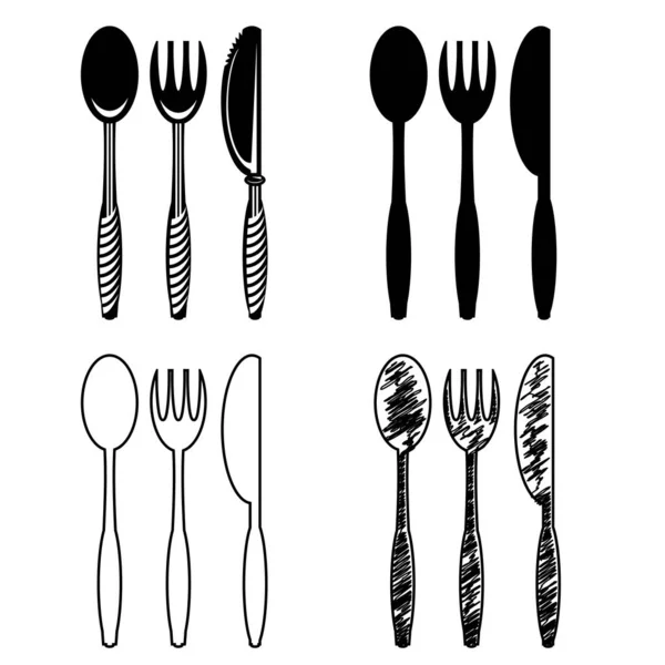 Ícone de comida para café. Fork Spoon faca logotipo design isolado no fundo branco — Fotografia de Stock