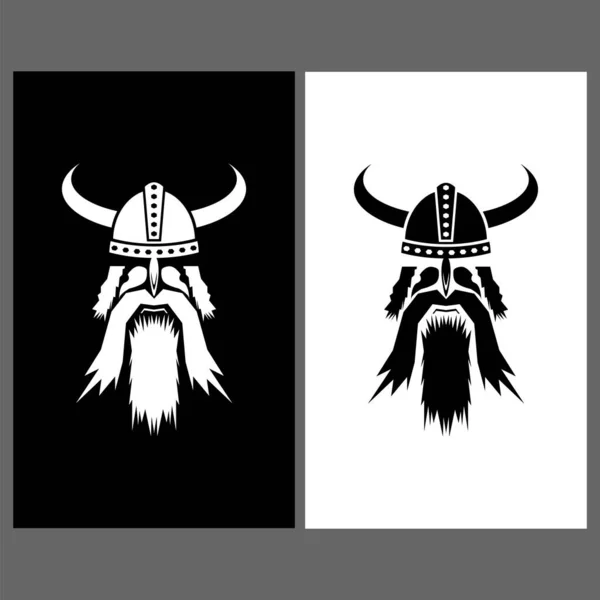 Viking Silhouettes Icons Isolated on White Black Background — Stockvector