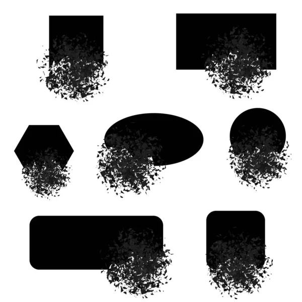 Square and Circle Destruction Shapes Isolated on White Background — Stok Vektör