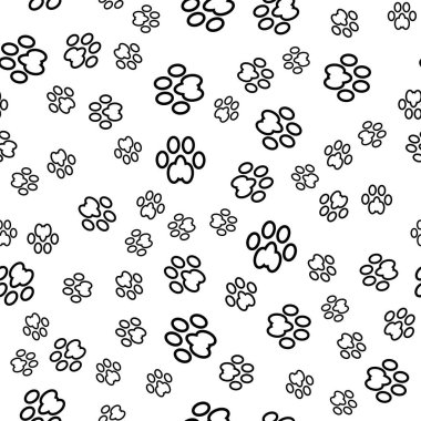 Dog Foot Print Seamless Pattern on White Background. Animal Paws Texture