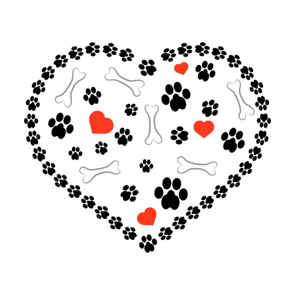 Dog Foot Print Pattern on White Background. Animal Paws Texture — Stockový vektor