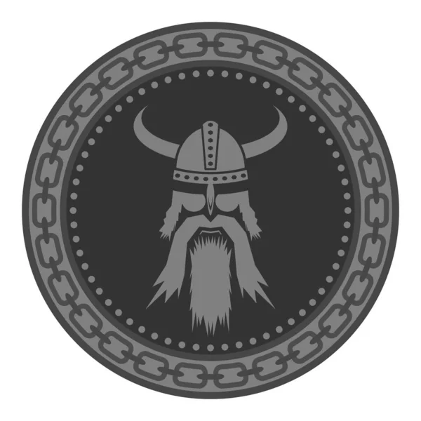 Viking Head Silhouetten Ikone isoliert auf weißem Hintergrund — Stockvektor