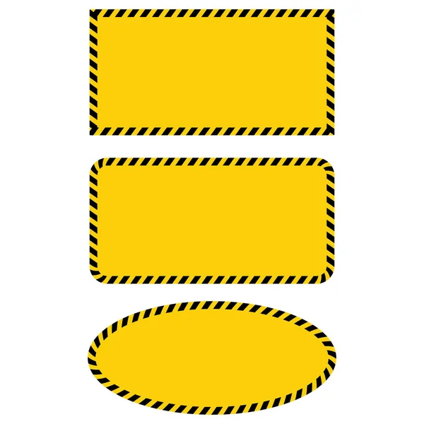 Yellow Warning Banner with Black Striped Frame on White Background — Stock Fotó