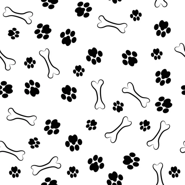 白の背景にシームレスなパターンを印刷犬の足。動物の足のテクスチャ — ストックベクタ