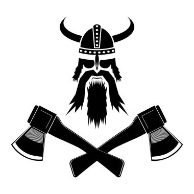 Viking Head Silhouettes Icon Isolated on White Background