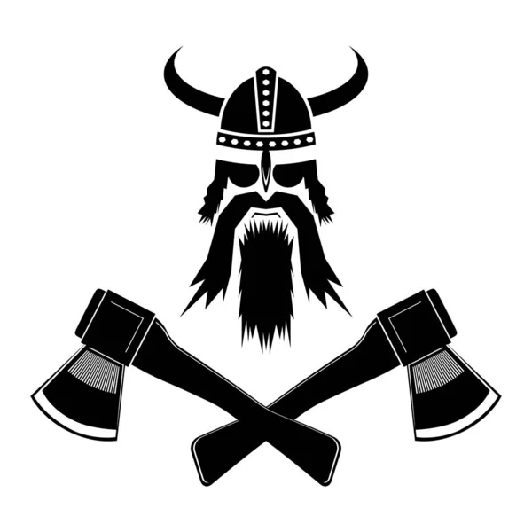 Viking Head Silhouettes Icon Isolated on White Background — Stock Vector