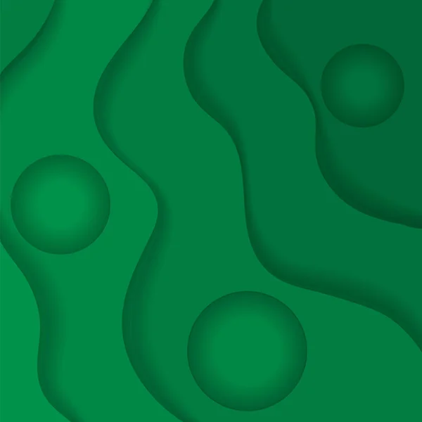 Green Wave Background. Modèle minimaliste abstrait avec ombres — Image vectorielle