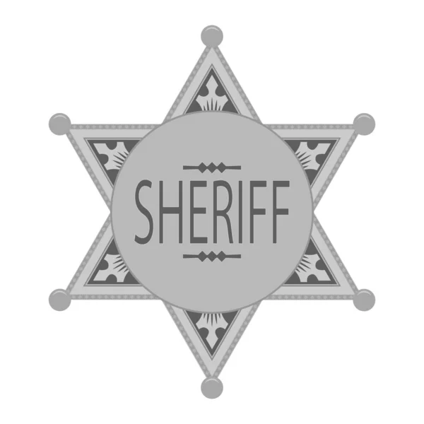 Ícone cinzento da estrela do xerife isolado no fundo branco — Vetor de Stock