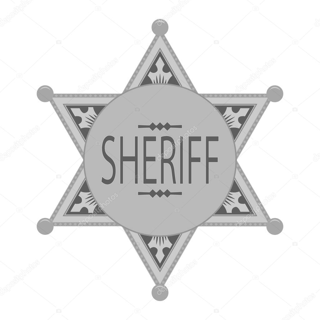 Grey Sheriff Star Icon Isolated on White Background