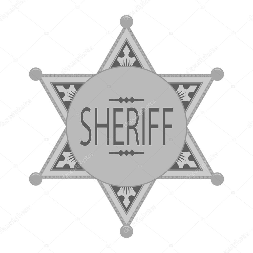 Grey Sheriff Star Icon Isolated on White Background.