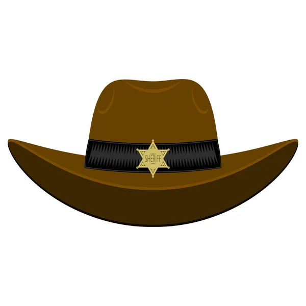 Old West Sheriff Hat Isolated on White Background — Stock Vector