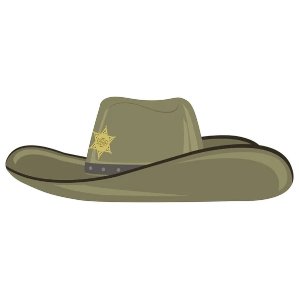 Cappello vecchio sceriffo West isolato su sfondo bianco — Vettoriale Stock