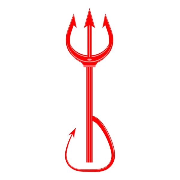 Tridente rojo para el diablo aislado sobre fondo blanco — Vector de stock