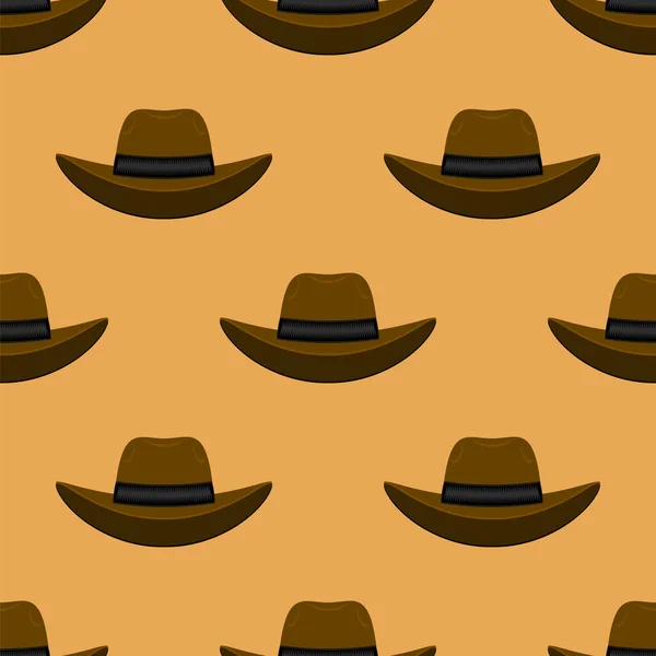 Ícone de chapéu americano isolado em fundo laranja. Padrão sem costura — Vetor de Stock