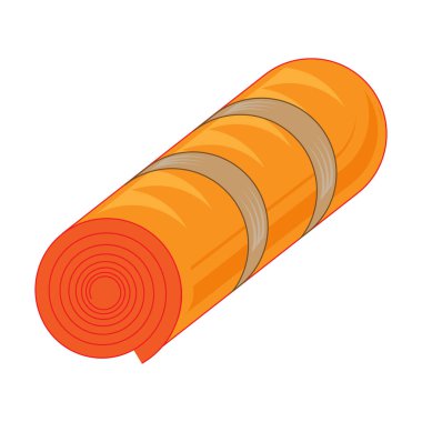 Turuncu yatak rulosu. Sarılmış Turist Yatağı. Paketli Uyku Torbası.