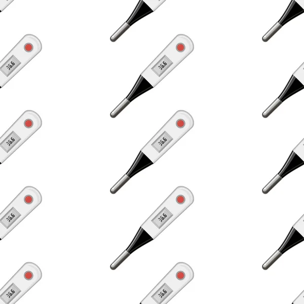 Moderne digitale medische thermometer. Temperatuur meten. Symbool van Geneeskunde. Naadloos patroon — Stockvector