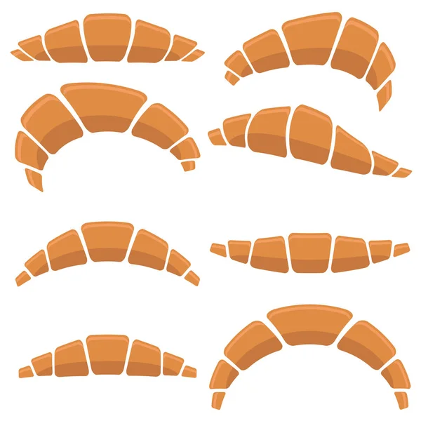 Conjunto de Croissant Icon isolado em fundo branco —  Vetores de Stock
