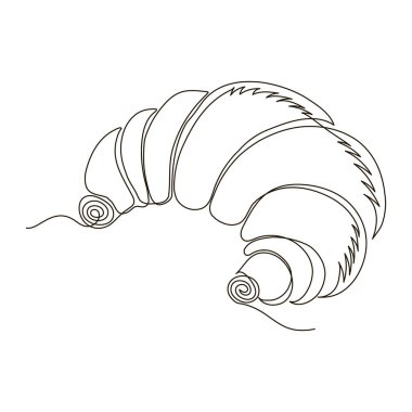 Bir adet Aralıksız Çizgi Çizimi. Fast Food kurabiyesi. Modern Minimalist Tarz. Tatlı kruvasan .