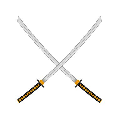 Ninja Kılıcı seti. Asya Geleneksel Silahı. Katana Logosu.