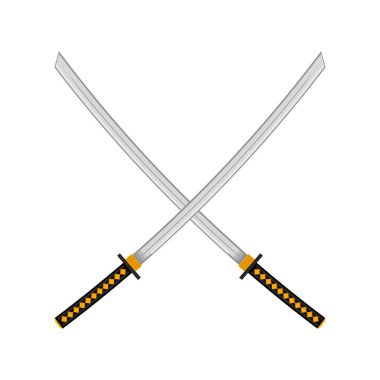 Ninja Kılıcı seti. Asya Geleneksel Silahı. Katana Logosu.