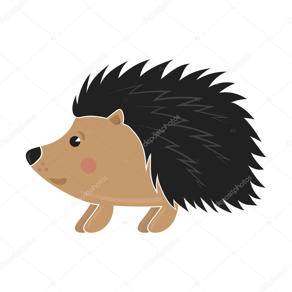 Cute Hedgehog Icon Isolated on White Background.