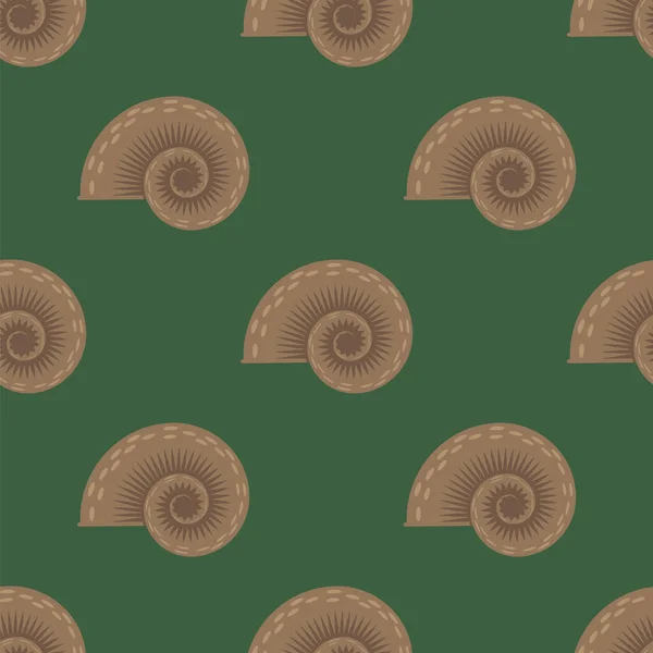動物のアイコン。緑の背景に隔離されたカタツムリのロゴ。シームレスなパターン — ストックベクタ
