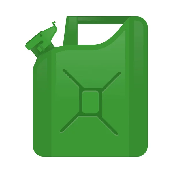 Green Jerry Can Isolated on White Fone. Металлический топливный контейнер. Икона Джеррикана — стоковый вектор