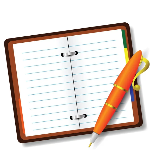 Pen and notebook — Stock Vector