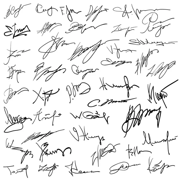 Set of autographs — Stock Vector