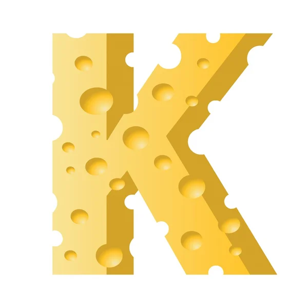 Cheese letter K — Stock Vector