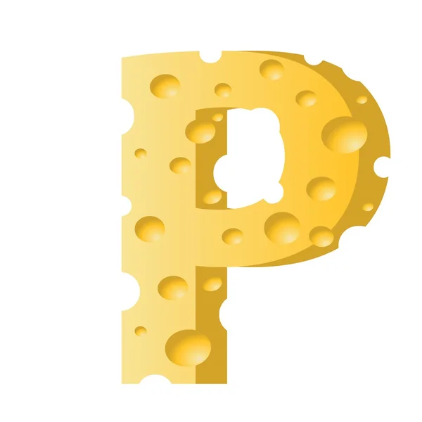 Lettera P del formaggio — Vettoriale Stock