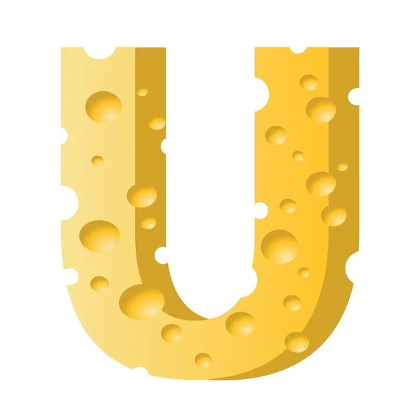 Cheese letter U — Stock Vector