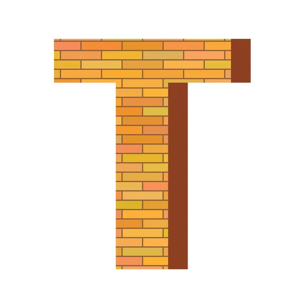 Brick letter T — Stock Vector