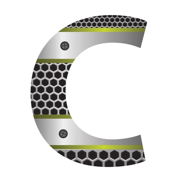 Perforated metal letter C — Stock Vector